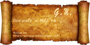 Gorzsás Márk névjegykártya